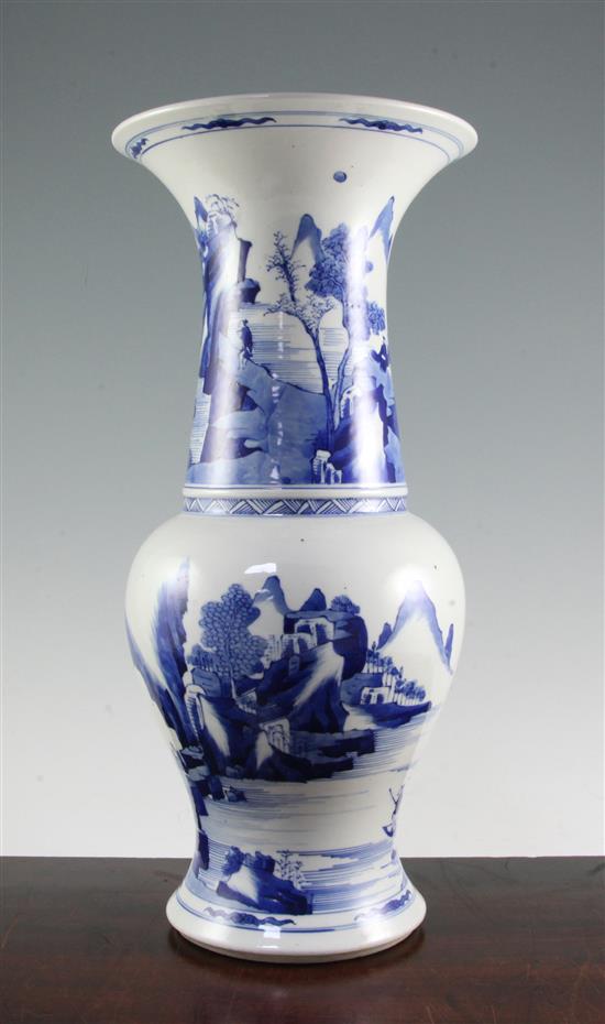 A Chinese blue and white yen yen vase, in Kangxi style, 45cm